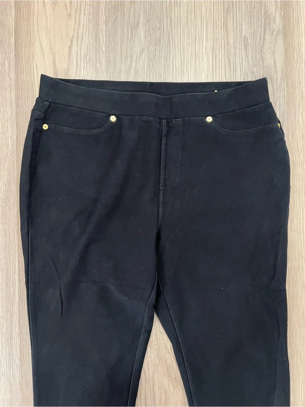 Michael Michael Kors Black Pull On Skinny Ankle Pants Gold Hardware XL